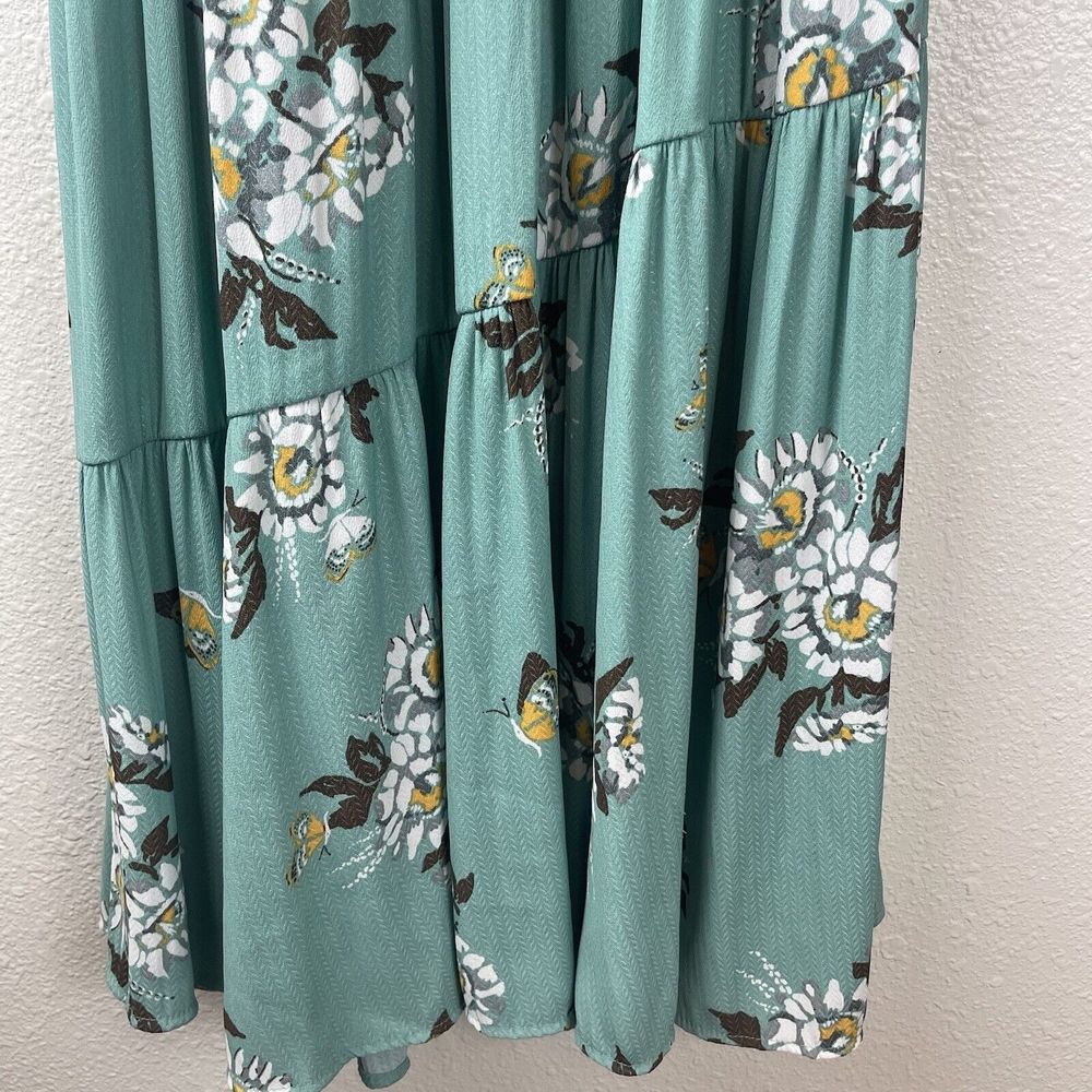 Free People All I Got Maxi Dress Torquiose Floral Womens Size 0 Floral Tie Waist - Picture 13 of 14